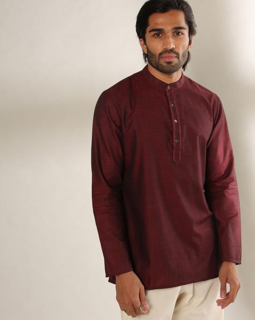 Slim Fit Kurta with Embroidered Placket