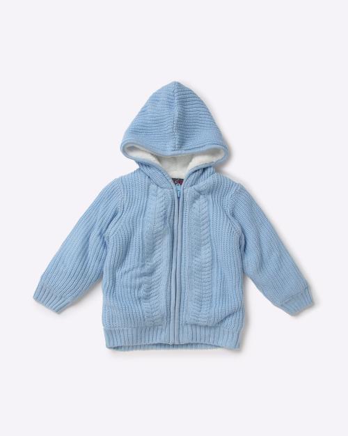 Cable Knit Zip-Front Hooded Cardigan