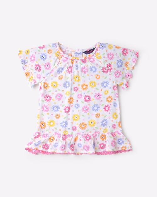 Floral Top Round-Neck Top