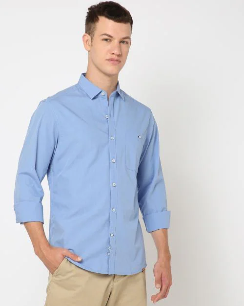 Buy Men Slim Fit Shirt with Patch Pocket Online at Best Prices in India