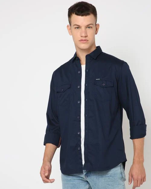 Buy Men Slim Fit Shirt with Flap Pockets Online at Best Prices in India