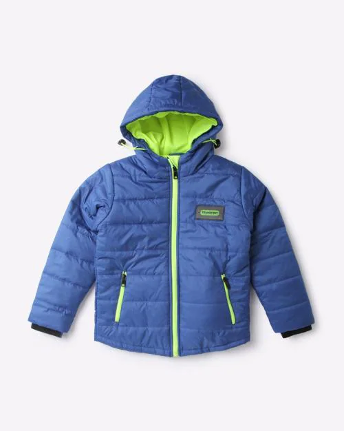 Quilted Zip-Front Hooded Jacket