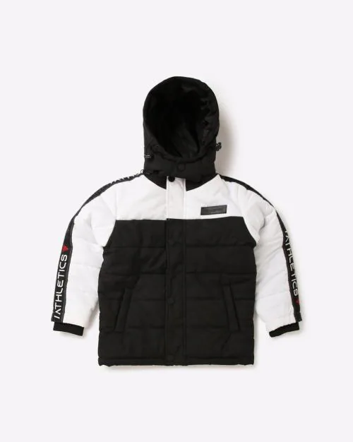 Colourblock Bomber Jacket with Hoodie