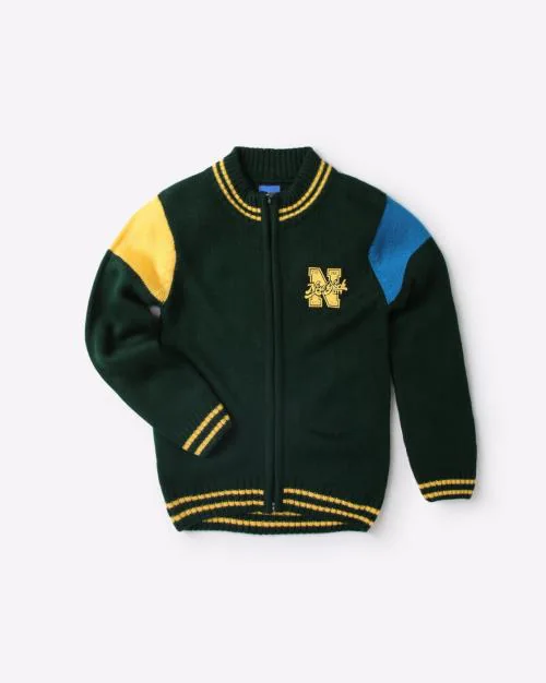 Zip-Front Cardigan with Ribbed Hems