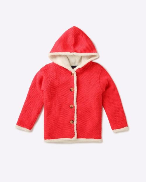 Hooded Cardigan with Faux Fur Lining