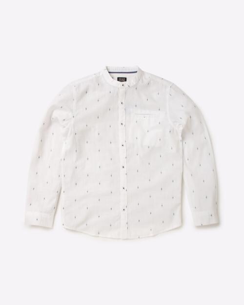 Printed Mandarin Collar Shirt