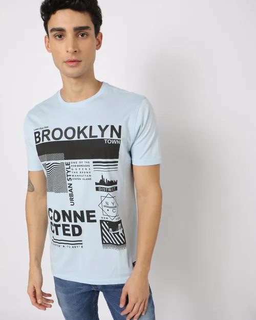 Typographic Print Slim Fit Crew-Neck T-shirt