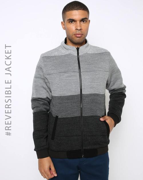 Slim Fit Reversible Zip-Front Jacket