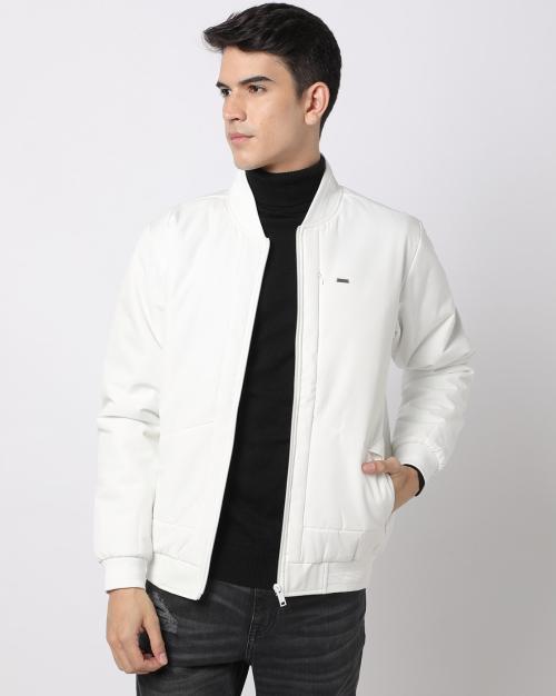 Cut & Sew Bomber Jacket with Zip Pockets