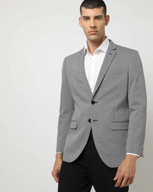 Checked Slim Fit Single-Breasted Blazer