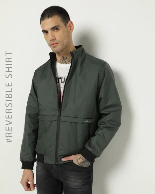 Printed Zip-Front Reversible Jacket