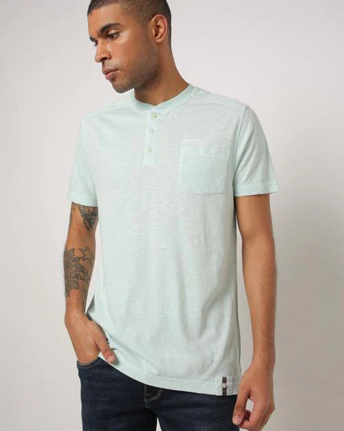 Slim Fit Henley T-shirt with Patch Pocket