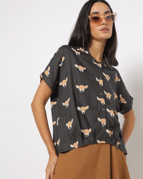 Printed Shirt with Resort Collar