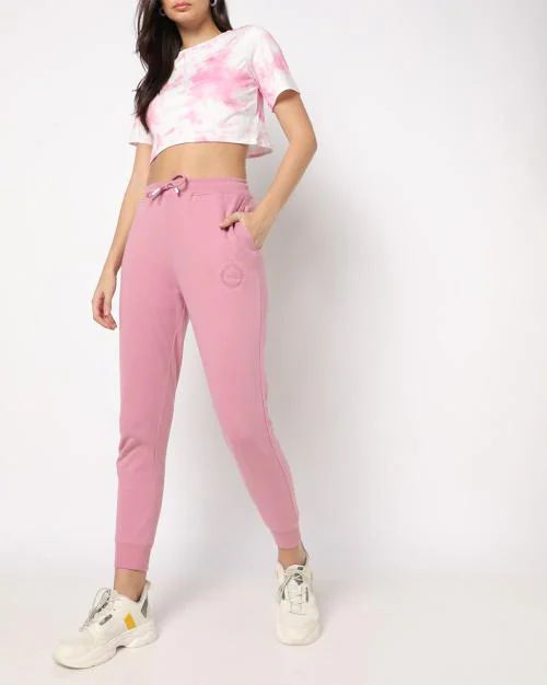 Women Brand Embroidered Joggers with Drawstring Waist