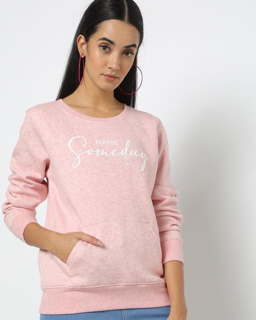 Typographic Print Sweatshirt with Kangaroo Pocket