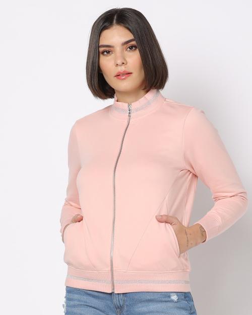 Zip-Front Sweatshirt with Slip Pockets
