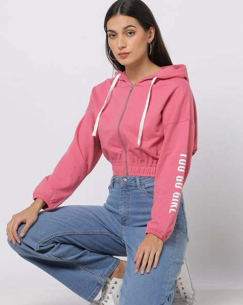 Cropped Zip-Front Hoodie
