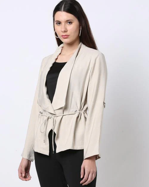 Open-Front Jacket with Tie-Up