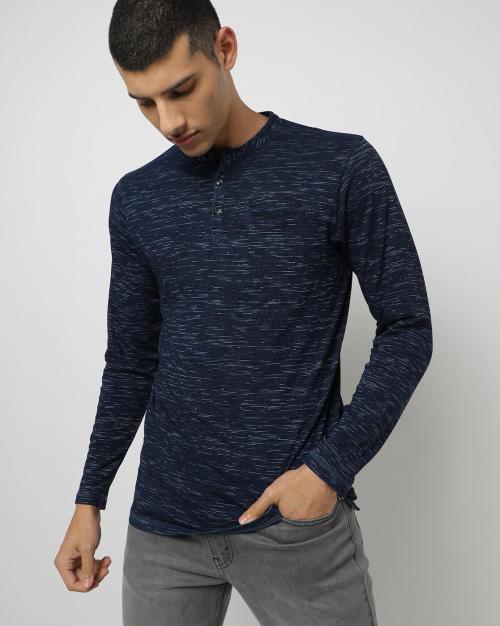 Dyed Henley T-shirt with Welt Pocket