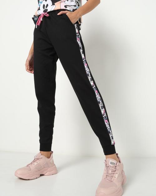 Women Joggers with Mickey Mouse Print Taping