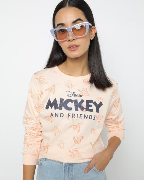 Mickey Mouse Print Crew-Neck Sweatshirt