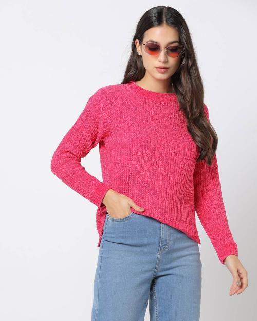 Round-Neck Chenille Pullover