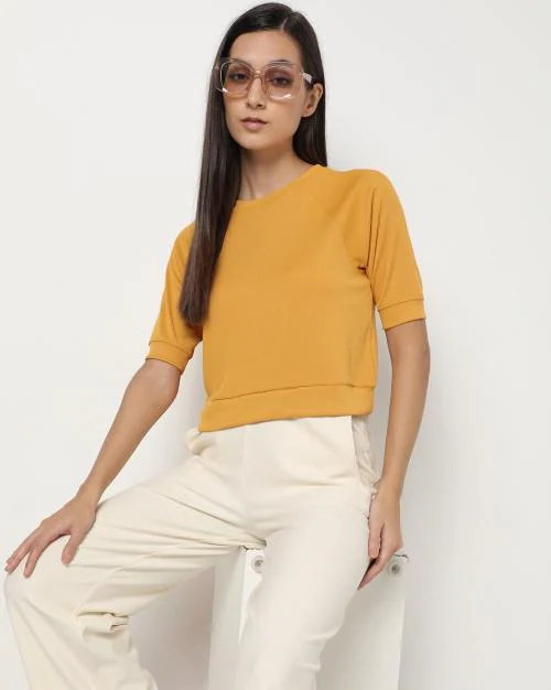Round-Neck Top with Raglan Sleeves