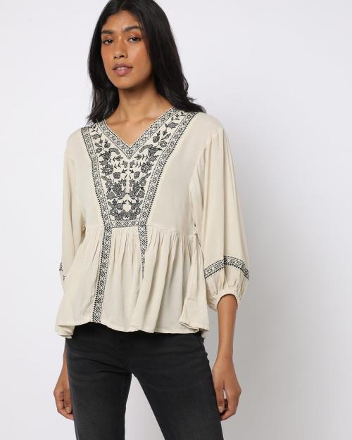 Floral Print Crinkle Boho Tunic