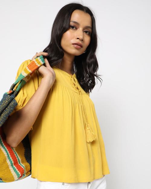 Striped Top with Puff Sleeves