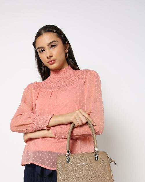 Swiss-Dot High-Neck Top