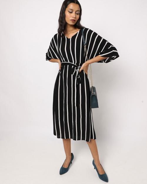 Striped Fit & Flare Dress