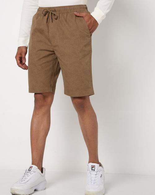 Printed Slim Fit Flat-Front Shorts