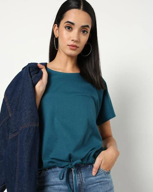 Round-Neck Top with Short Sleeves