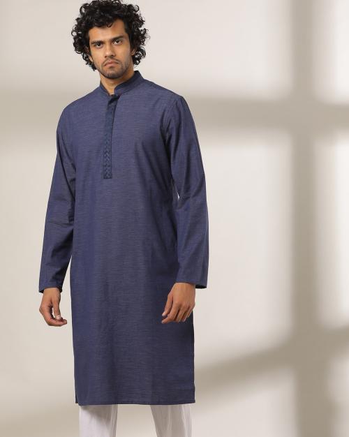 Long Kurta with Embroidered Placket