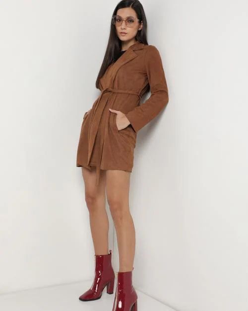 Front-Open Trench Coat with Belt