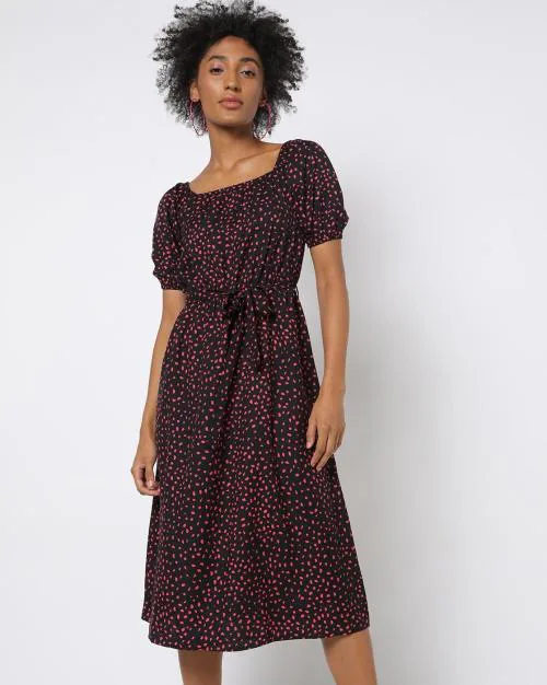 Printed Fit & Flare Dress