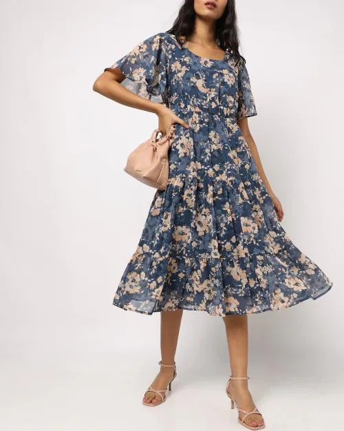 Buy Floral Print Fit & Flare Dress Online at Best Prices in India ...