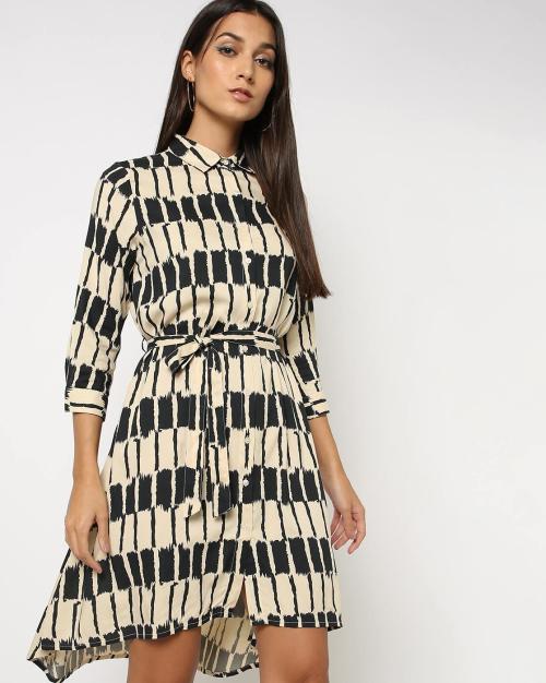 checked shirt with tie up