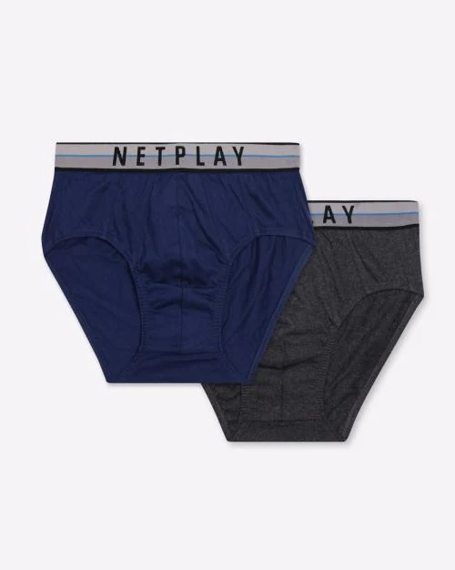 Pack of 2 Briefs with Logo Print Waistband