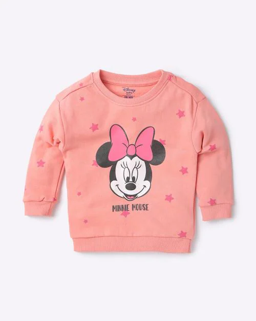 Minnie Mouse Print Crew-Neck Sweatshirt