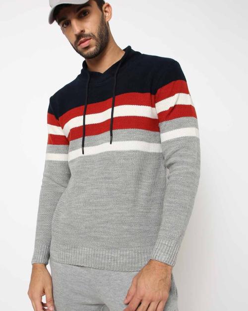 Striped High-Neck Pullover
