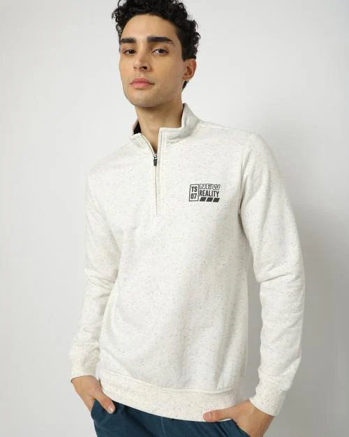 Typographic Print High-Neck Sweatshirt