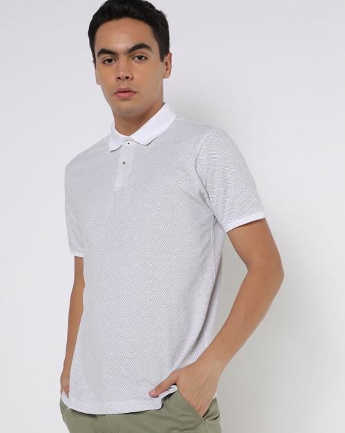 Regular Fit Geometric Print Polo T-Shirt