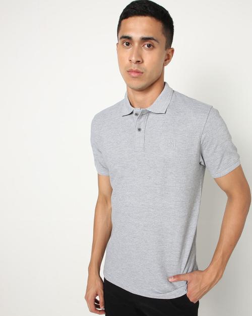 Buy Heathered Slim Fit Polo T-shirt Online at Best Prices in India ...