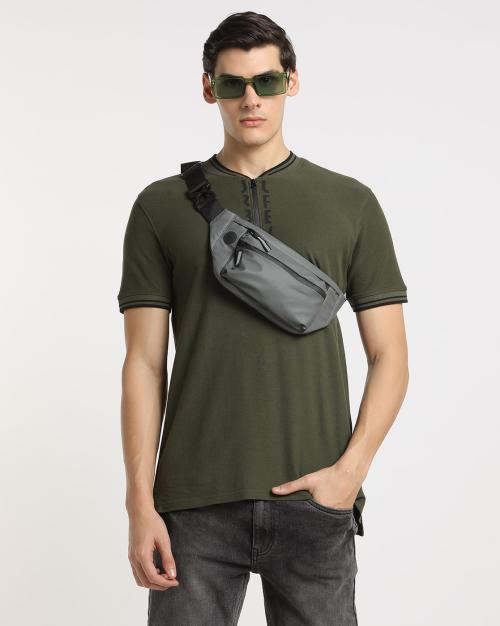 Men Regular Fit Henley T-Shirt