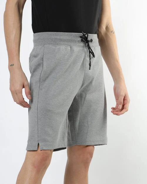 Heathered Slim Fit Shorts with Drawstring Waistline
