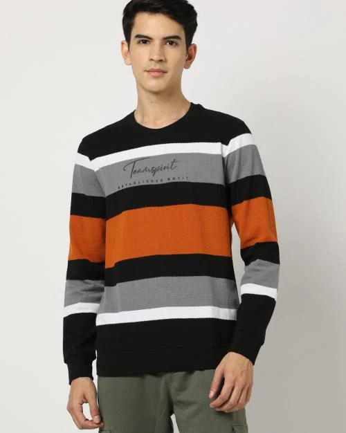 Graded Striped Crew-Neck Sweatshirt