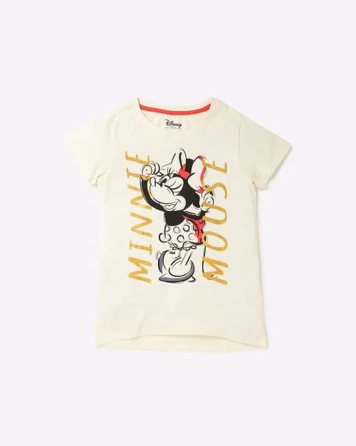 Minnie Mouse Print Round-Neck T-Shirt