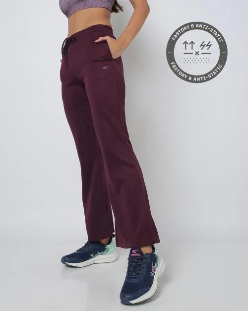 Women Flared Track Pants with Pocket Inserts