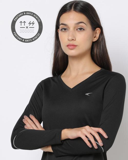 V-Neck Tee with Contrast Piping